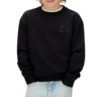 Schwarzes Sweatshirt für Jungen von Calvin Klein Jeans, lockere Passform, Rundhalsausschnitt Ansicht 0