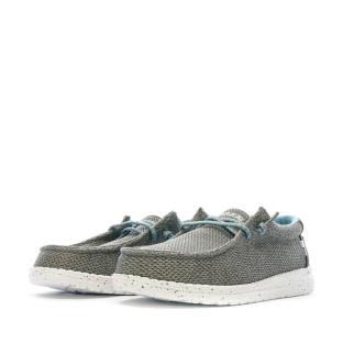 Hey Dude Wally Youth Grey/Blue Boy's Shoes Photo of the Espace des Marques %store% store - view of %key%