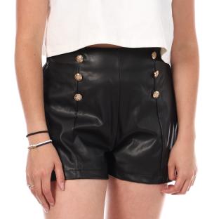Womens Monday Premium Shorts Schwarz Kunstleder Ansicht 0