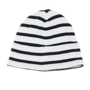 Gorro bebé niño rayas blanco/marino Elle est ou la mer Mousqua ver 0