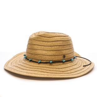 Chapeau de soleil en paille à large bord Via Lorenzo Fedora vue 0