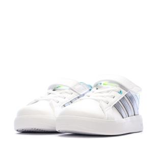 Baskets Blanc/Argent Enfant Adidas Grand Court vue 0