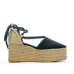 Women's navy wedge shoes Tommy Hilfiger Linen Photo of the Espace des Marques %store% store - view of %key%