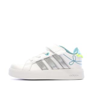 Baskets Blanc/Argent Enfant Adidas Grand Court vue 0