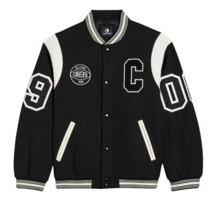 Bomberjacke Schwarz Männlich Converse Luxe Varsity Ansicht 0