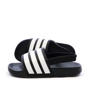 Claquettes Noires/Blanches Garçon Adidas Adilette Estrap vue 0