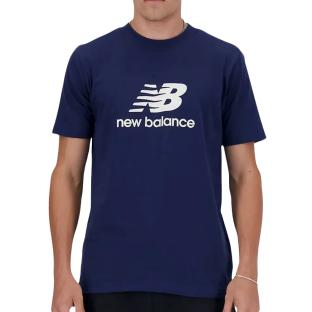 Camiseta con logo apilado New Balance azul marino para hombre ver 0