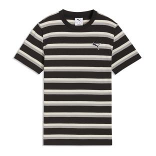 Puma Ess Elevated Striped Boys’ T-shirt – Black/Grey/Beige Photo of the Espace des Marques %store% store - view of %key%