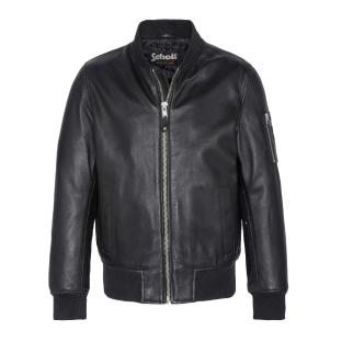 Veste en Cuir Noir Homme Schott LCBOMB vue 0