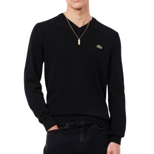 Pull Col V Noir Homme Lacoste AH1951 vue 0