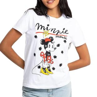 T-Shirt Blanc Femme Disney Minnie Scribble vue 0