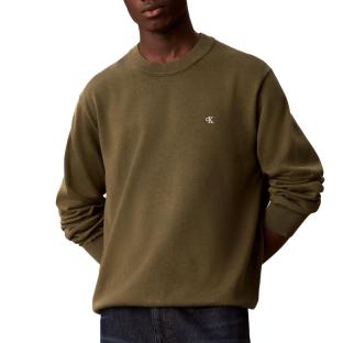 Pull Kaki Homme Calvin Klein Jeans Crwn vue 0