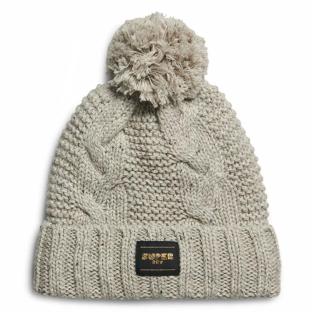 Bonnet Beige Femme Superdry Cable Knit Beanie vue 0