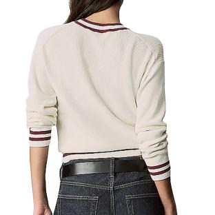 Pull Beige/Rouge Femme Calvin Klein Jeans Woven Label vue 0