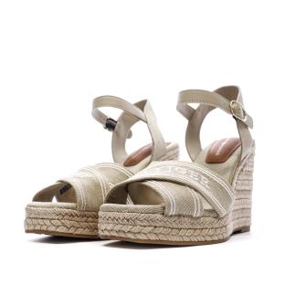 Beige Women's Compensated Sandals Tommy Hilfiger FW0FW08668 Photo of the Espace des Marques %store% store - view of %key%