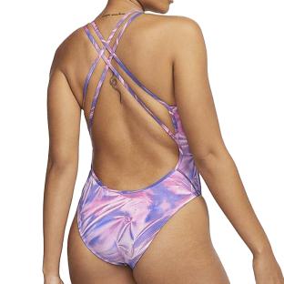 Damen Nike Spiderback Einteiliger Badeanzug Violett Ansicht 0