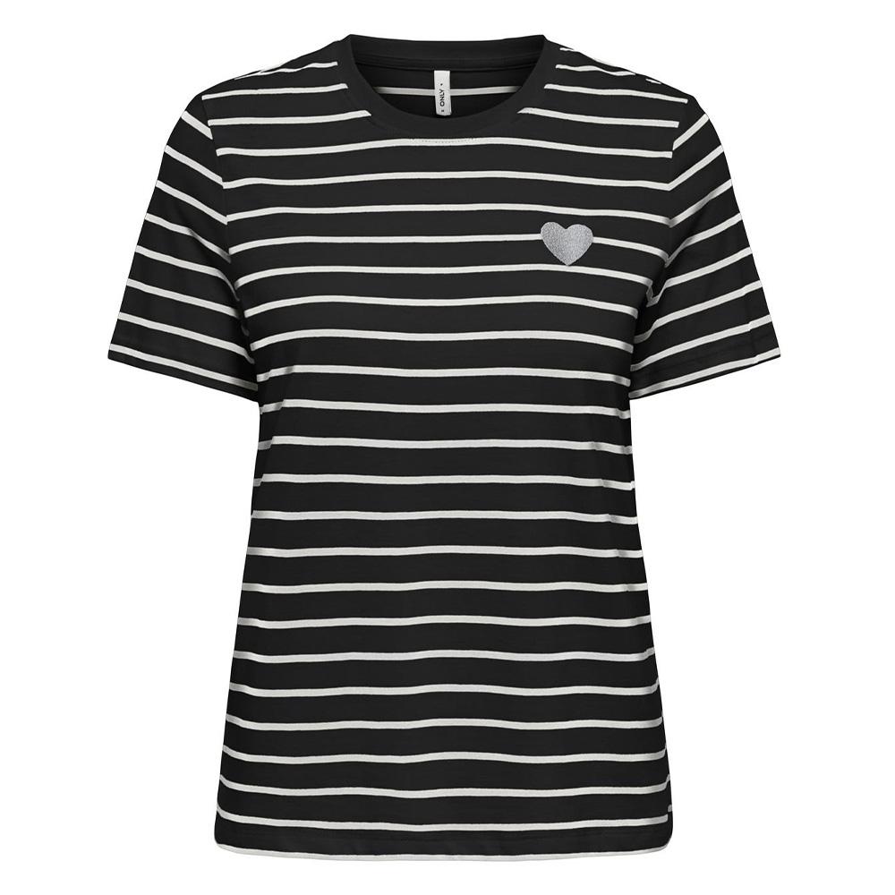 Black/White Striped T-shirt for Women by Only Liva affordable