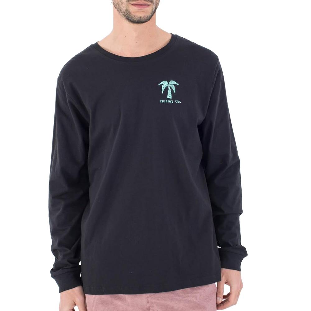 Camiseta de manga larga negra para hombre Hurley Evd Checker barato