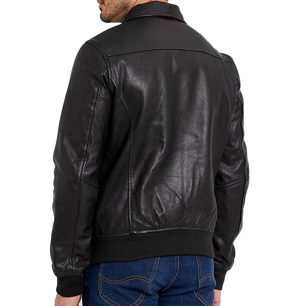 Lederjacke Schwarz Männlich Schott Mens Leather Pilot Ansicht 2