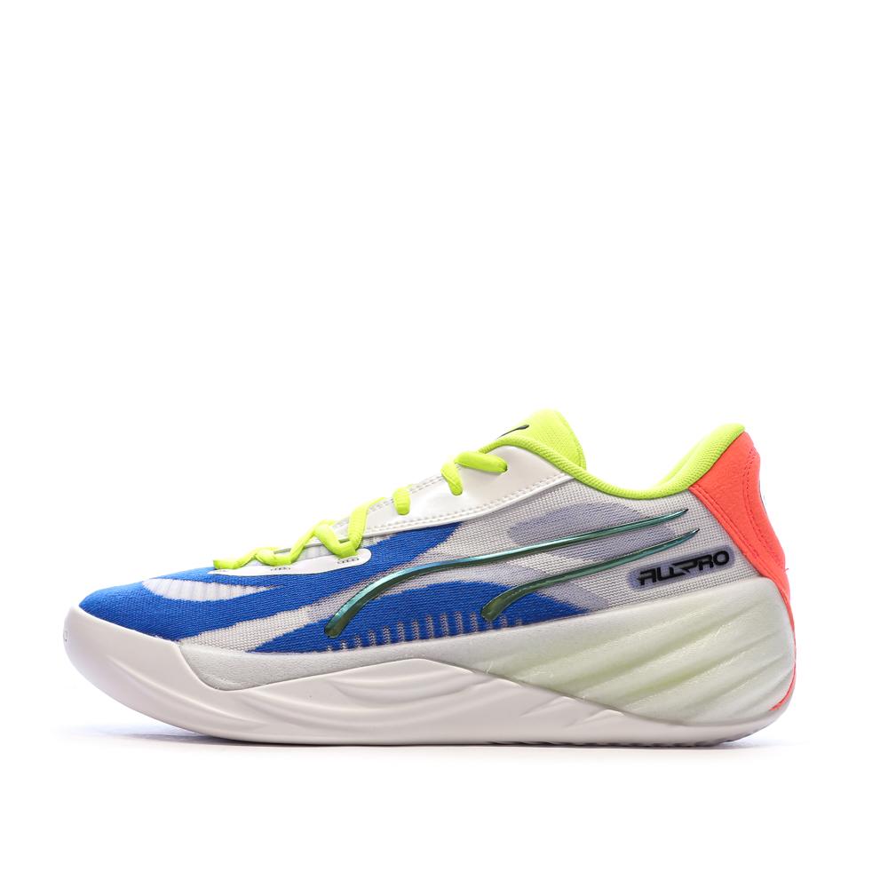 Chaussures de Basketball Blanches/Bleu Homme Puma All-pro Nitro pas cher