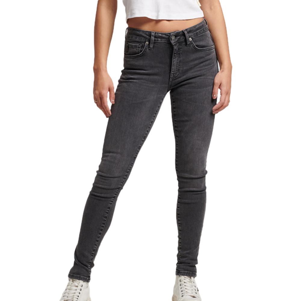 Jean Skinny Noir Femme Superdry Mid Rise pas cher