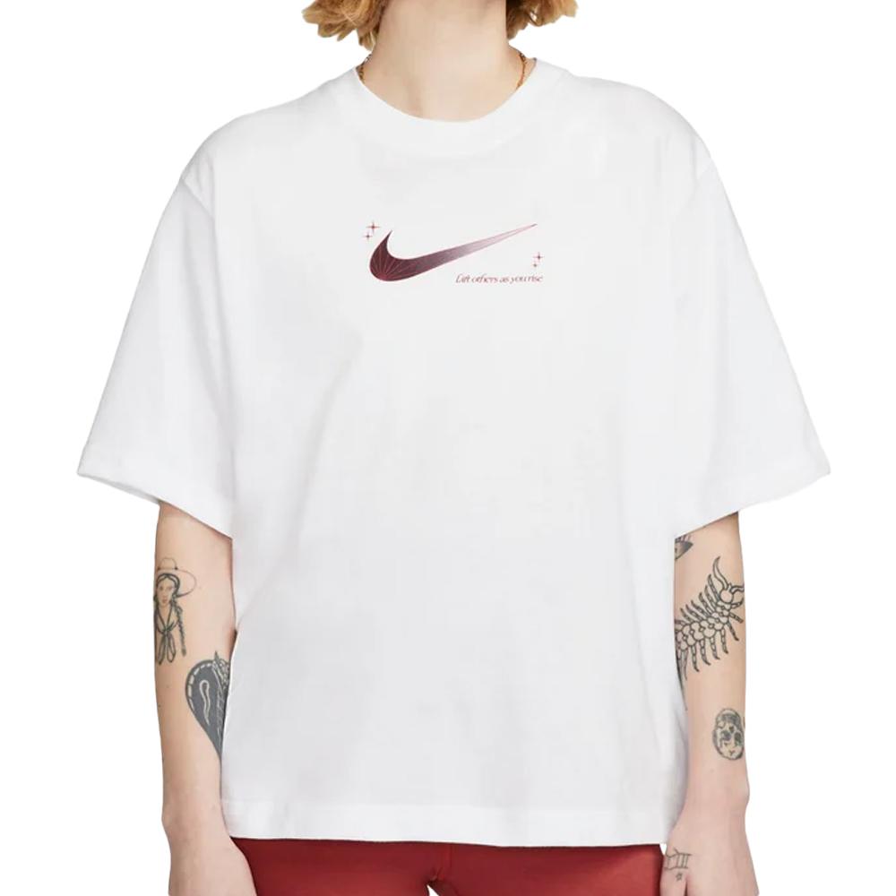Nike Women's Boxy100 White/Red T-Shirt affordable
