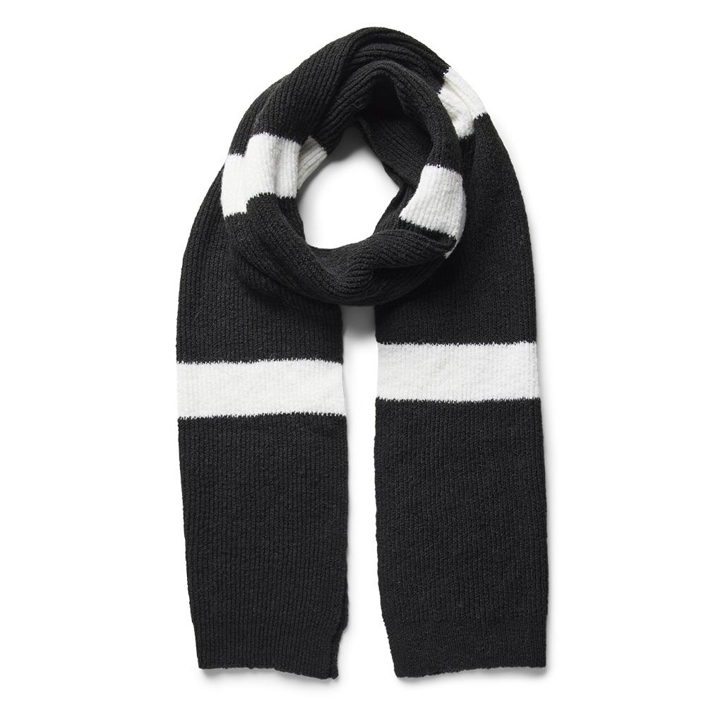 Echarpe Rayure Blanche/Noire Femme Pieces Sana Scarf pas cher