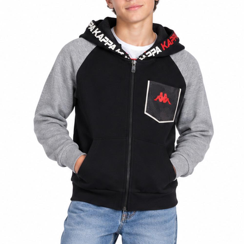 Schwarzer Kapuzenpullover mit Reißverschluss für Jungen von Kappa Authentic günstig