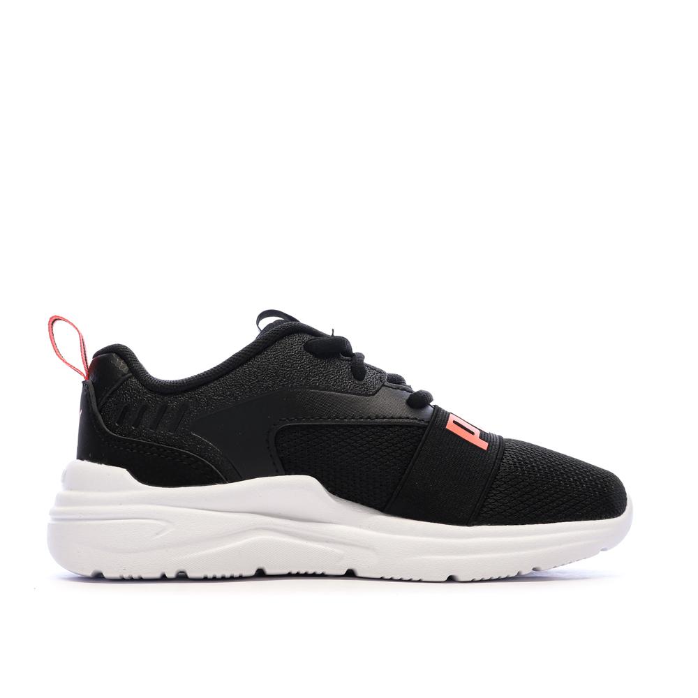 Schwarze/weiße/fuchsiafarbene Puma Soft Wired 2 Sneaker für Mädchen Ansicht 2