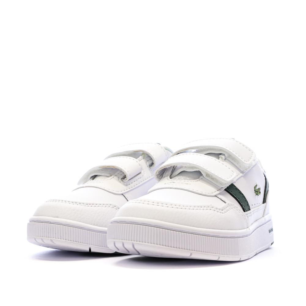 Weiße/khakifarbene Lacoste Court Sneakers für Jungen Ansicht 6