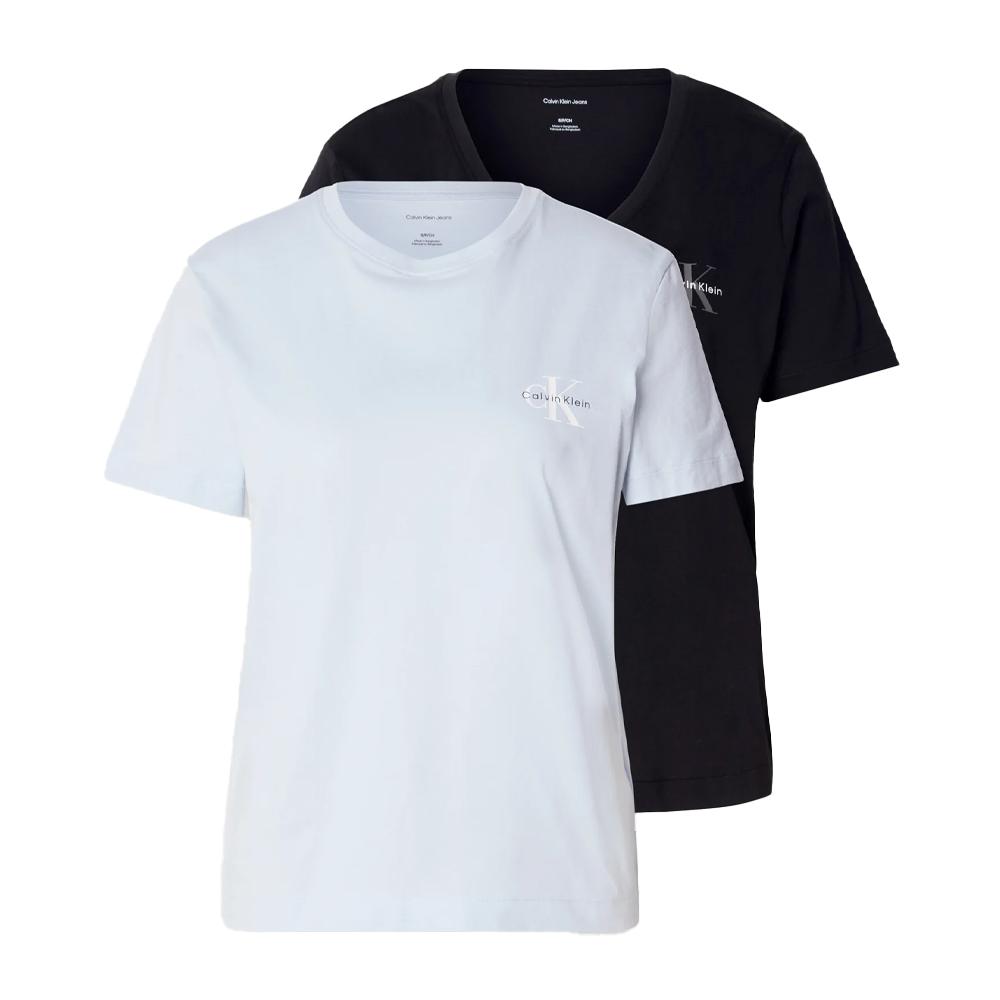 Lote de 2 camisetas negro/azul para mujer de Calvin Klein Jeans Monologo1 barato
