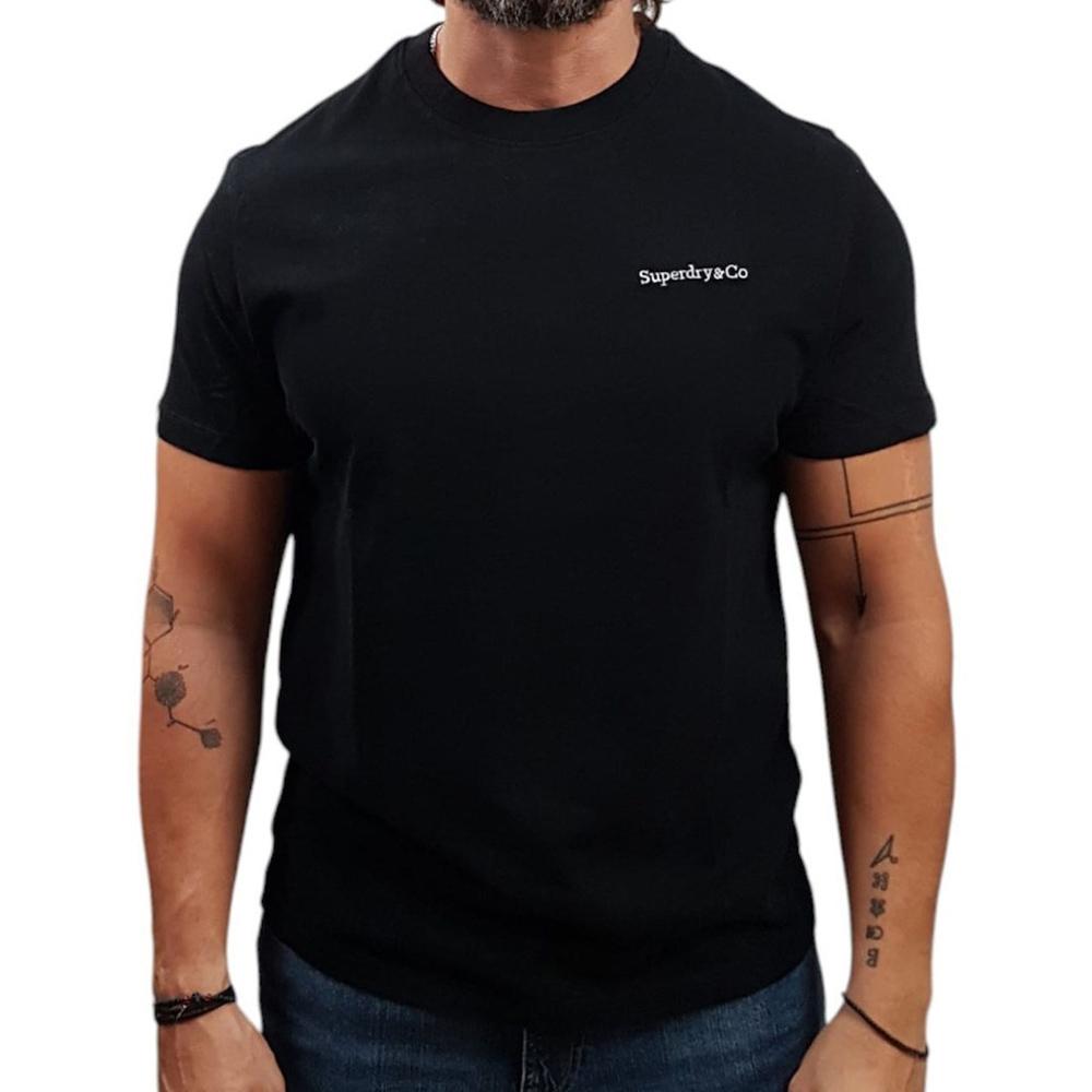 T-Shirt Noir/Crème Homme Superdry Essential pas cher