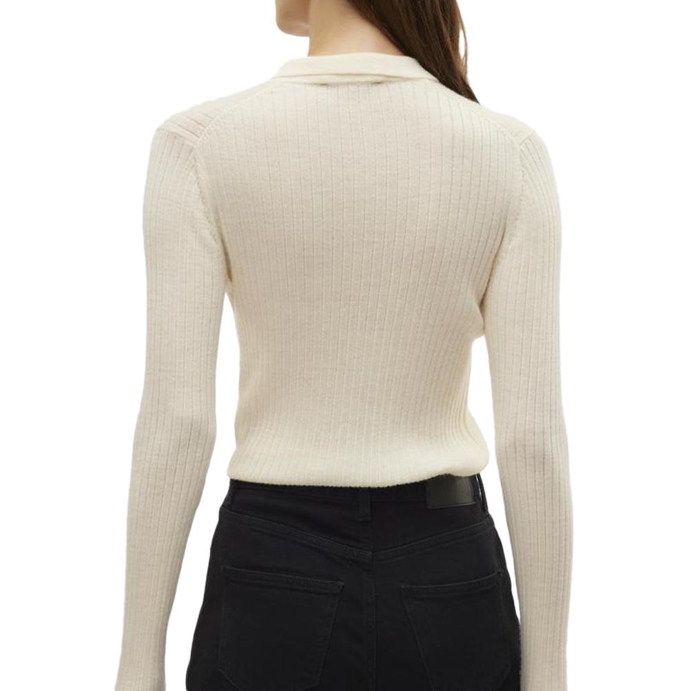 Women's long-sleeved polo shirt ecru Vero Moda Mohana Photo of the Espace des Marques %store% store - view of %key%