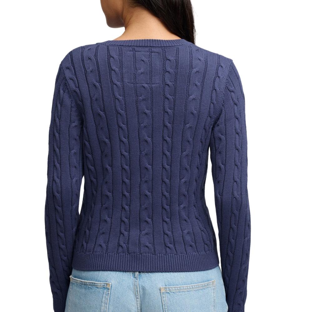 Pull Bleu Femme Superdry Essentials Cable Jumper vue 2