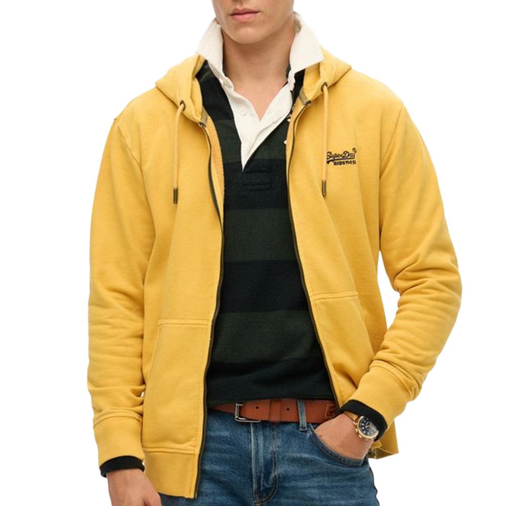Sweatshirt mit Reißverschluss Gelb Herren Superdry Essential Washed Ziphood günstig