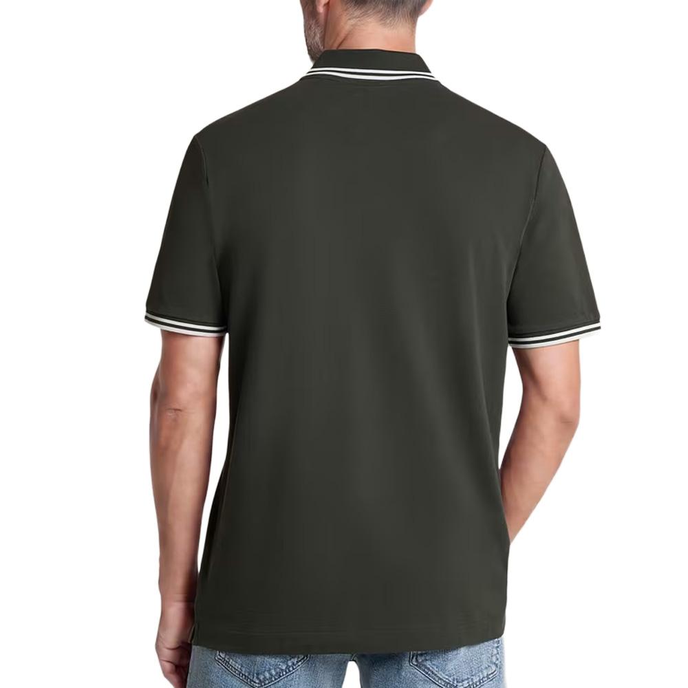 Herren-Polohemd in Dunkelkhaki von G-Star RAW mit gestreiftem Kragen Ansicht 2