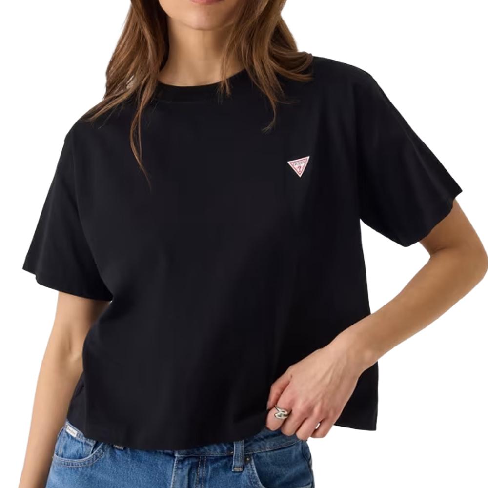 Camiseta negra de mujer Guess Boxy barato