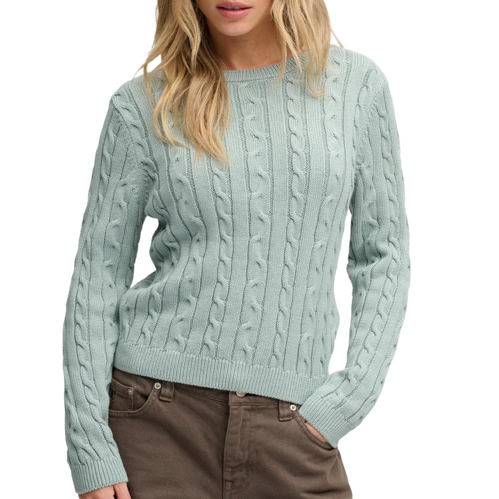 Pull Vert d'Eau Femme Superdry Essentials Cable Jumper pas cher