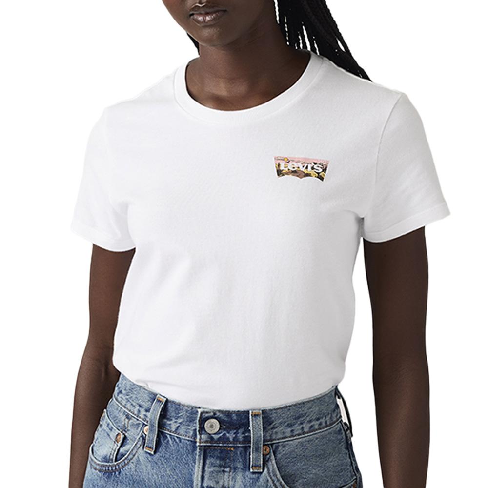 T-Shirt Blanc/Rose Femme Levi's The Perfect pas cher