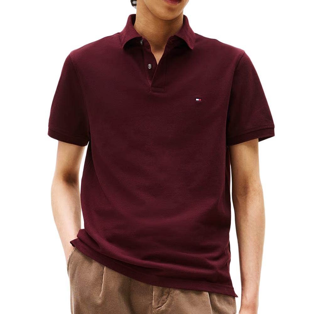 Tommy Hilfiger Herren-Polo in Bordeaux, Regular-Passform günstig