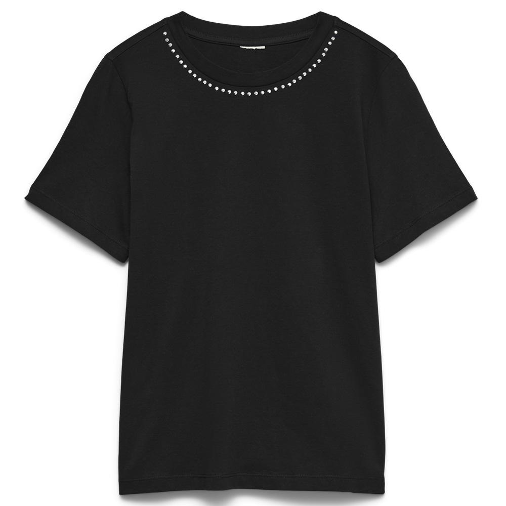 T-shirt femme noir à strass Vero Moda Vmforie pas cher