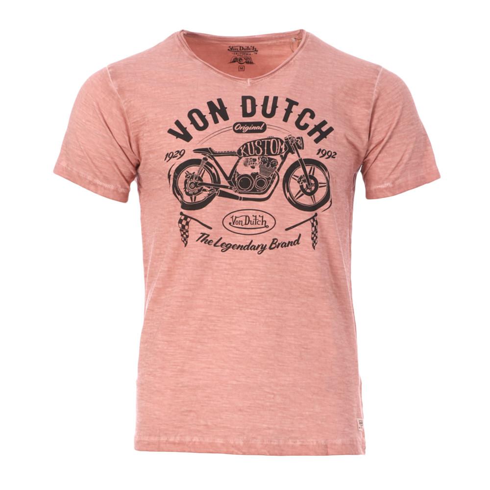 T-shirt Orange Homme Von Dutch Kustom pas cher