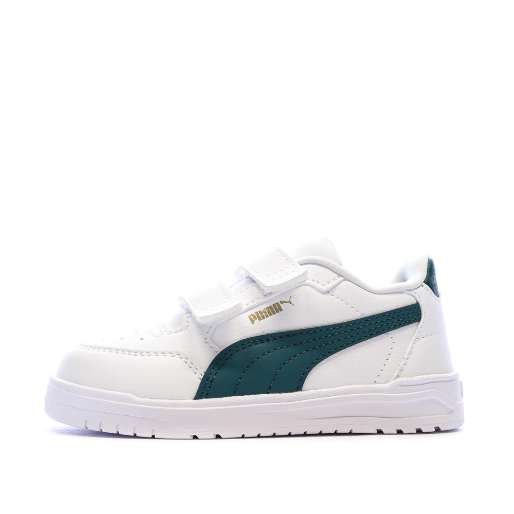 White/Green Puma Shuffle Downtown Boys’ Trainers affordable
