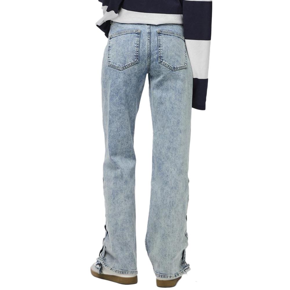 Jean Droit Bleu Femme Pieces Fenda vue 2