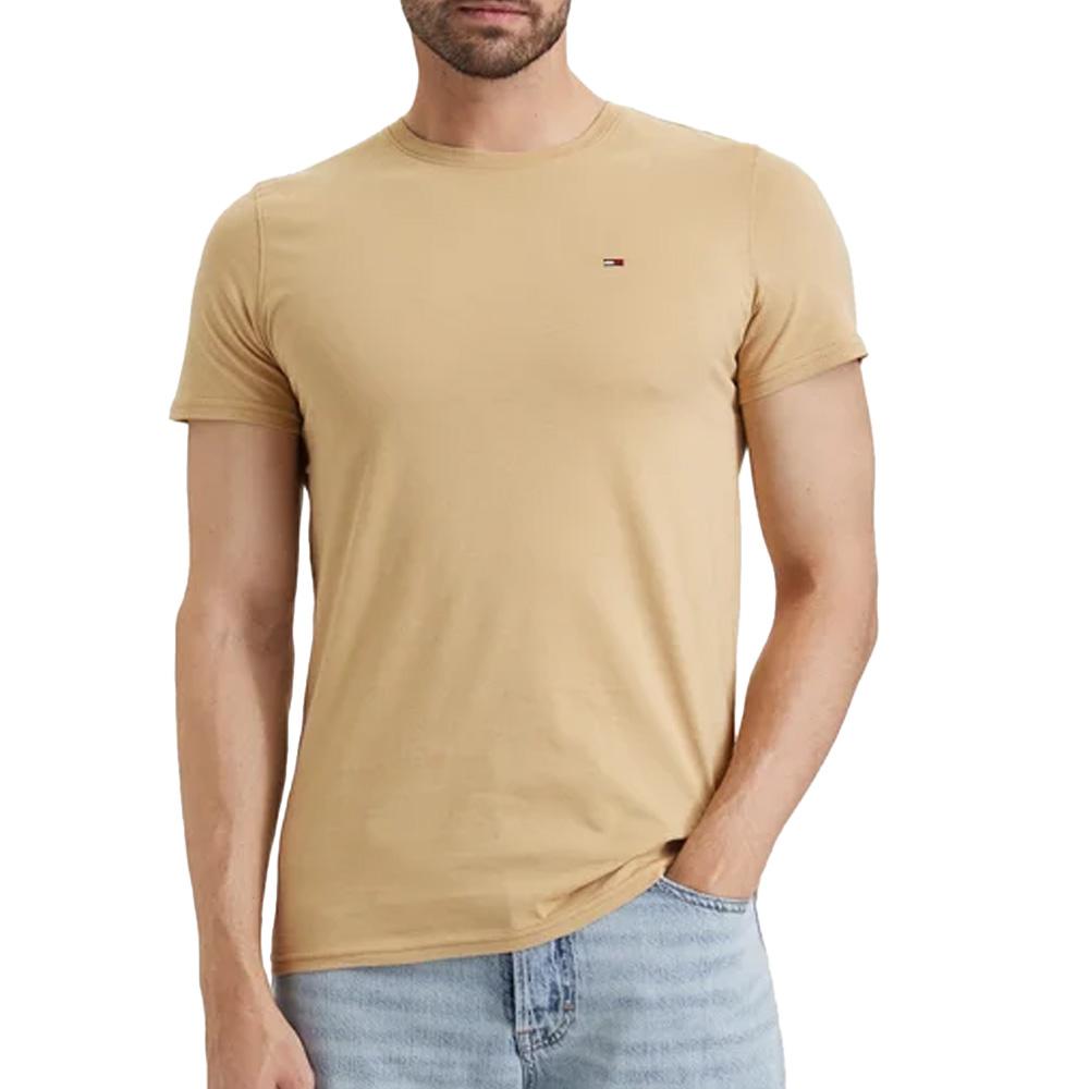 Tommy Hilfiger Men’s Sand-Coloured T-shirt Tjm Xslim Jersey affordable