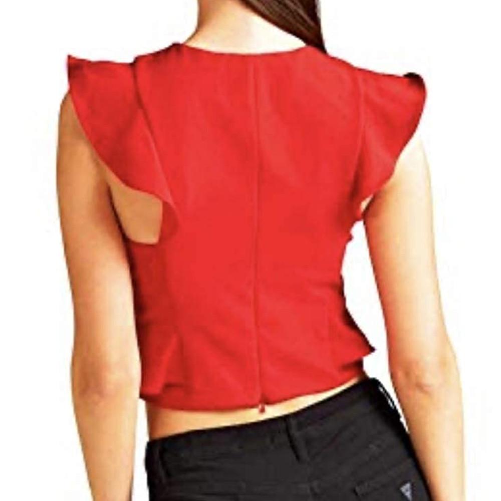 Top rojo con volantes Guess, mujer ver 2