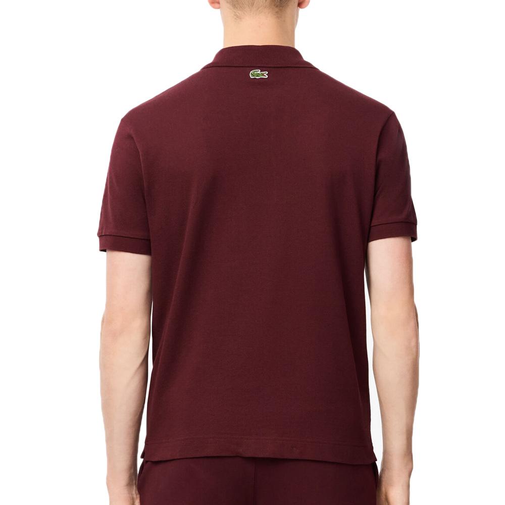 Lacoste Unisex Bordeaux Polo Shirt with Ribbed Cuffs Photo of the Espace des Marques %store% store - view of %key%