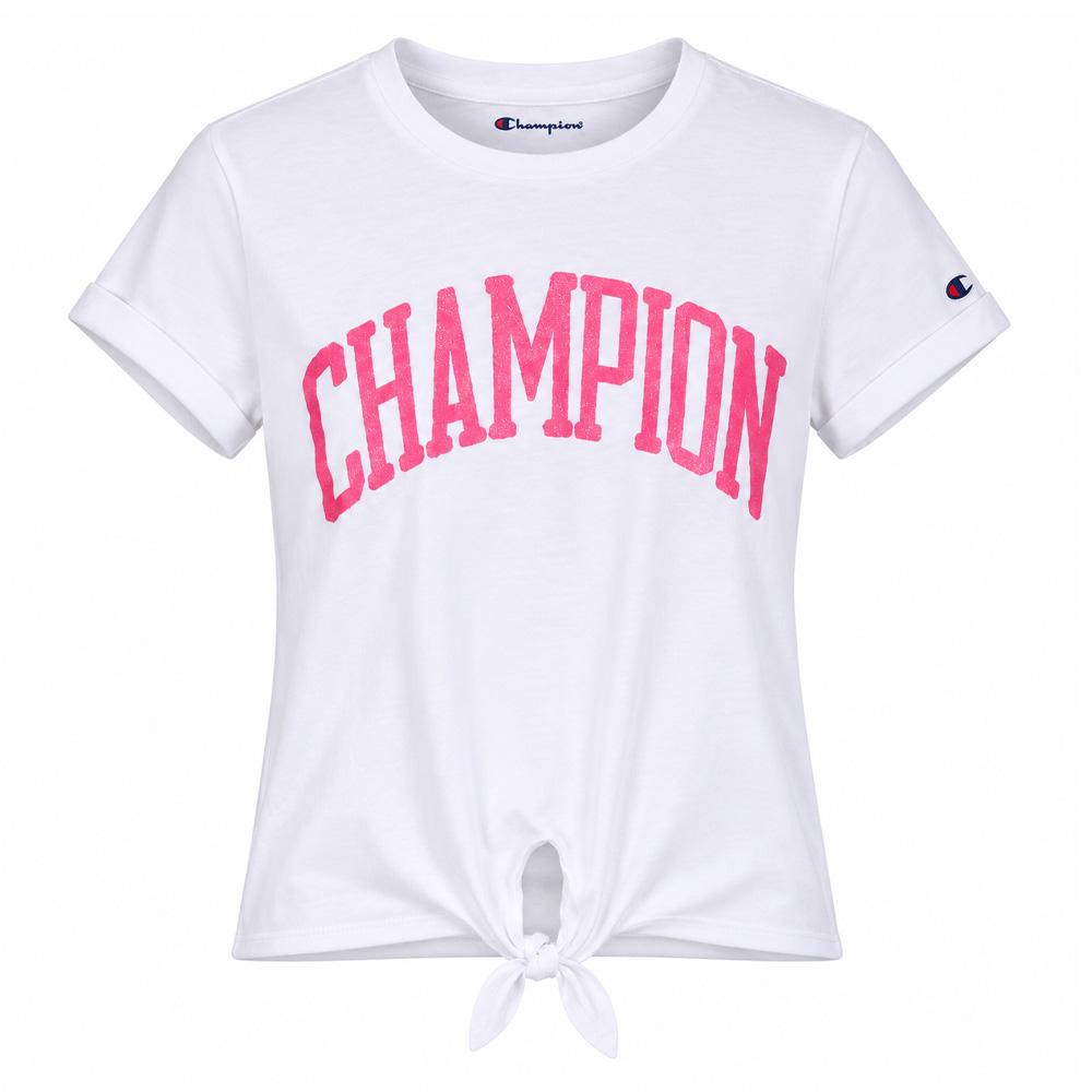 Camiseta blanca/rosa para niña Champion Graphic barato