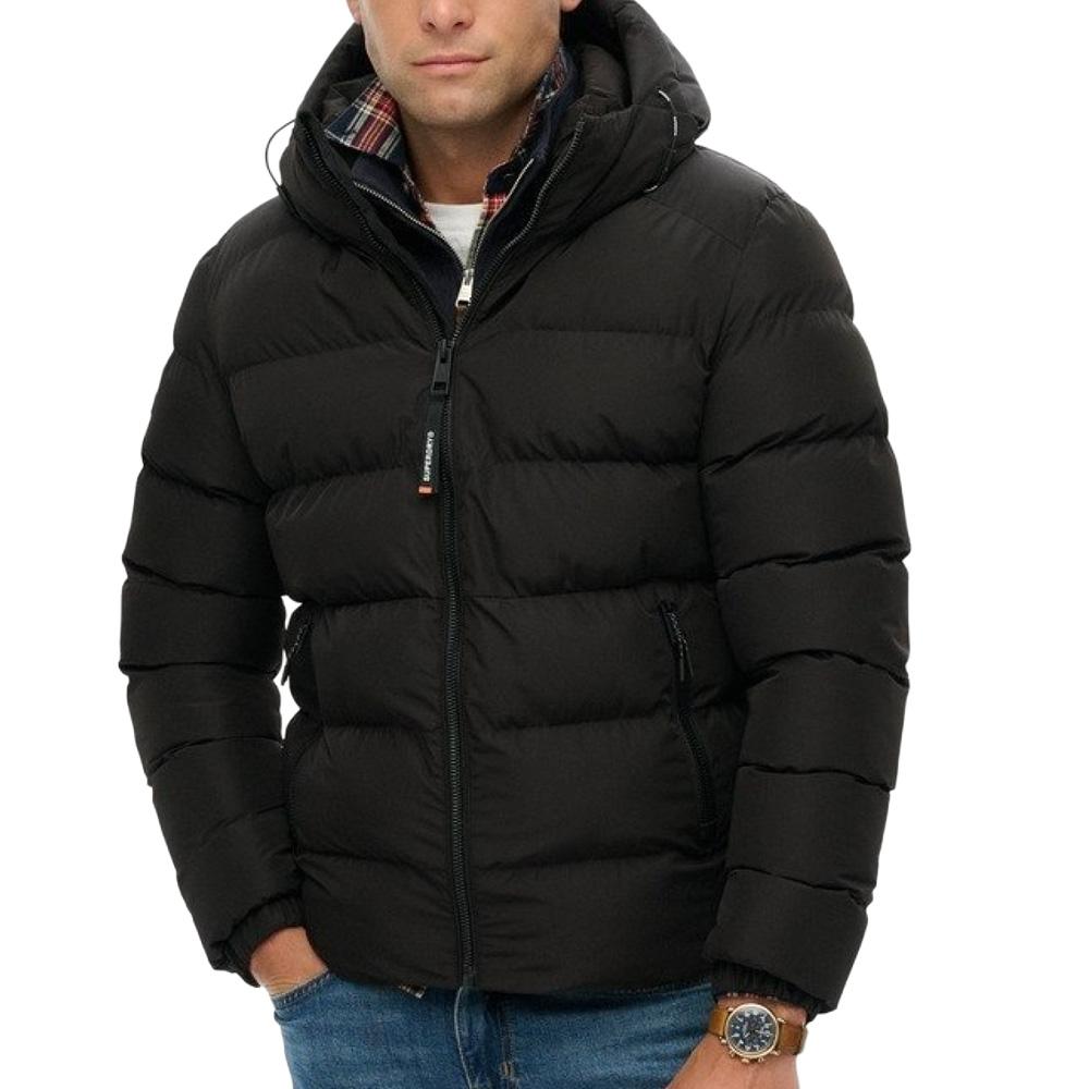 Doudoune Noire Mat Homme Superdry Hooded pas cher