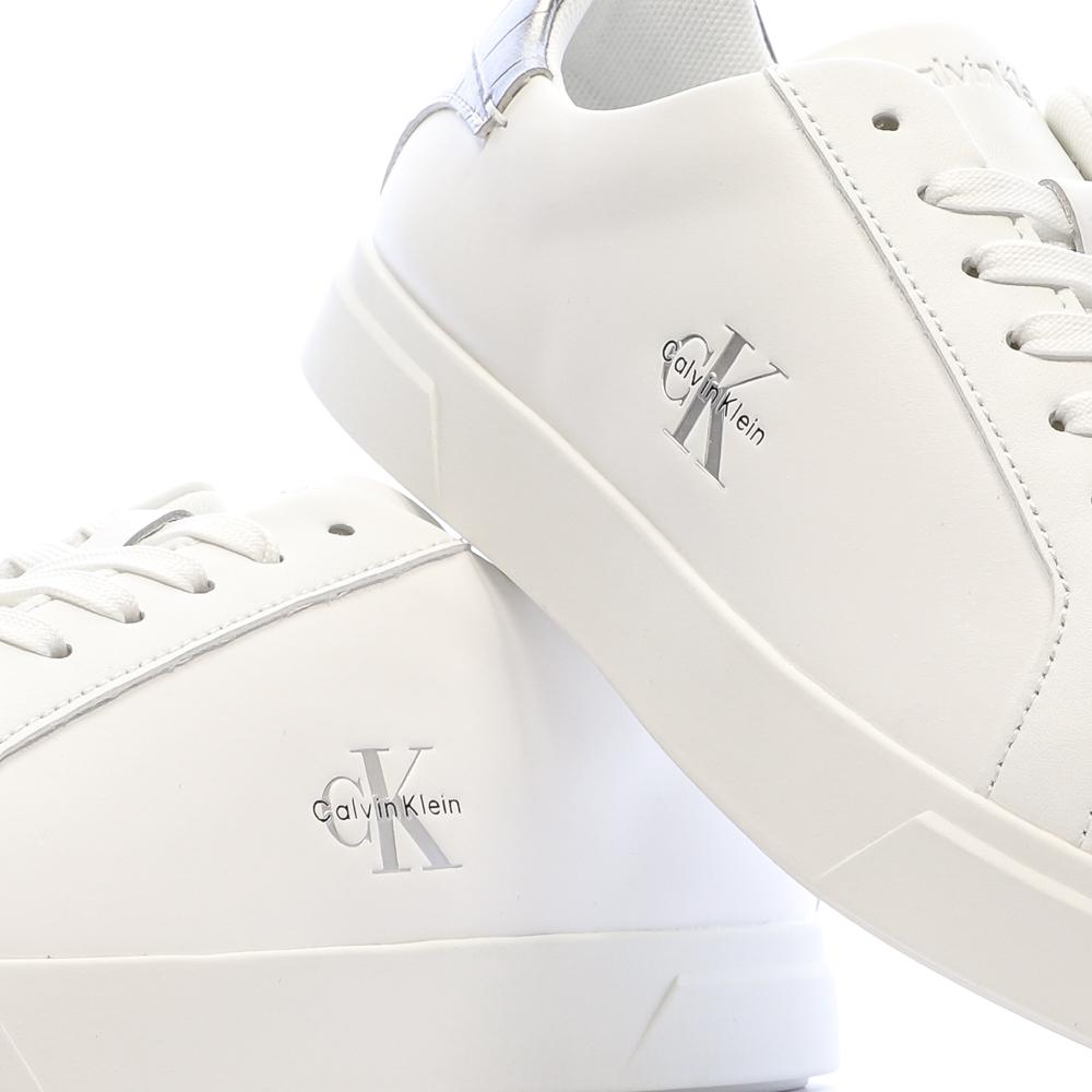 Calvin Klein Jeans Women’s White/Silver Lace-up Trainers Photo of the Espace des Marques %store% store - view of %key%